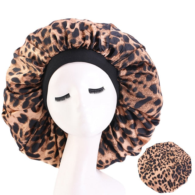 New Women Big Size Beauty print Satin Silky Bonnet Sleep Night Cap