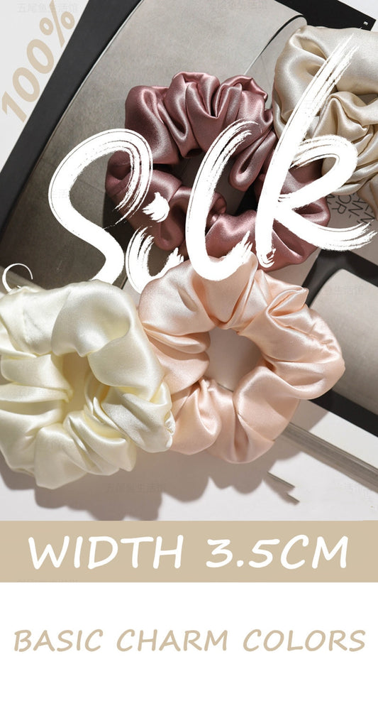 100% Pure Silk Hair Scrunchie Width 3.5cm Hair Ties Band