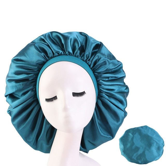 New Women Big Size Beauty print Satin Silky Bonnet Sleep Night Cap