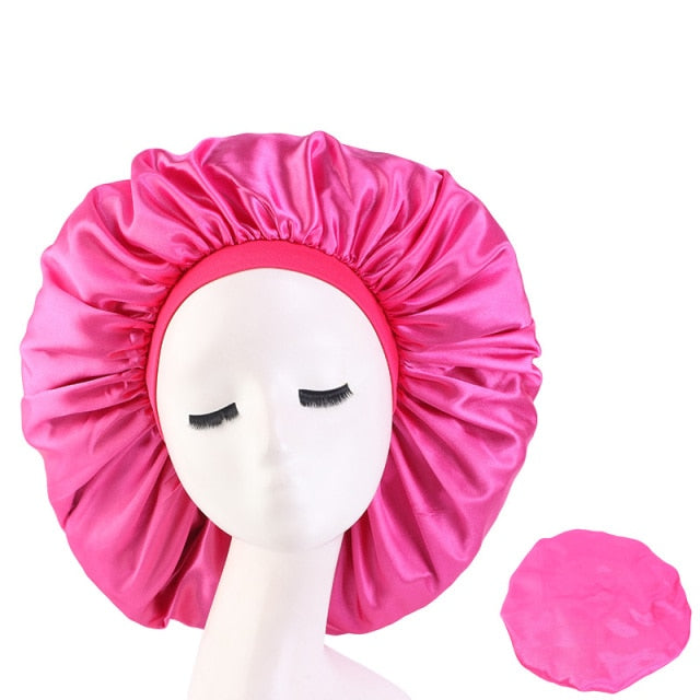 New Women Big Size Beauty print Satin Silky Bonnet Sleep Night Cap