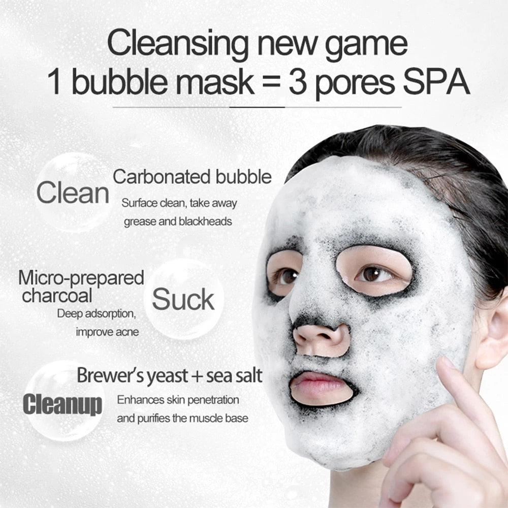 1pc Black Sea Salt Pure Moisturizing Bubble Facial Mask