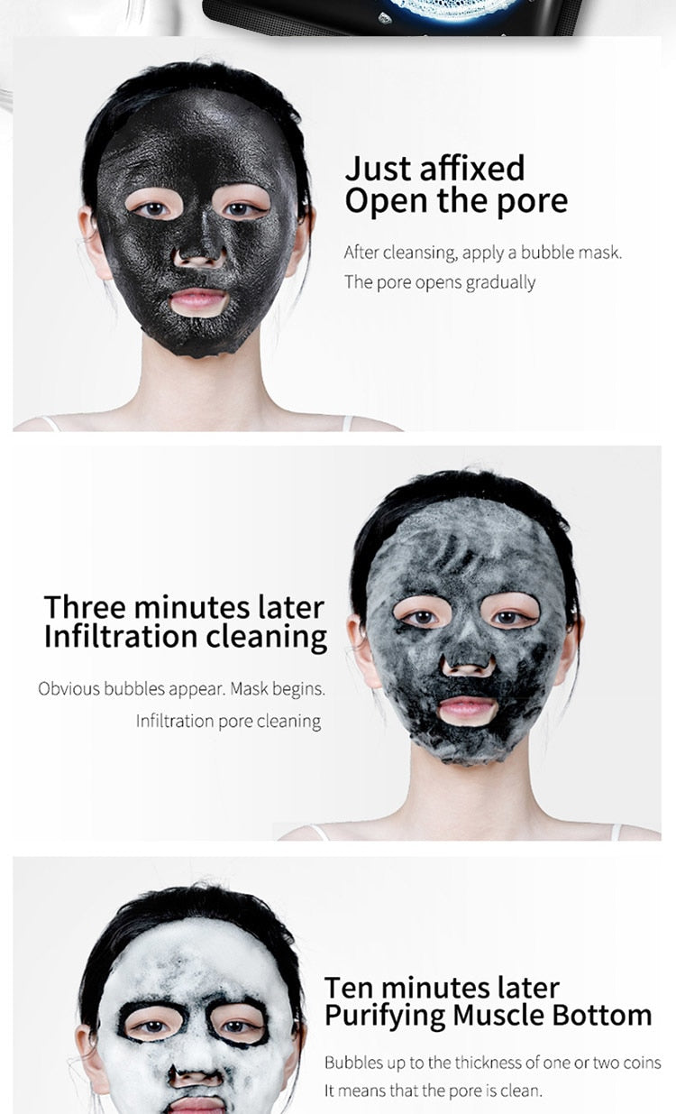 1pc Black Sea Salt Pure Moisturizing Bubble Facial Mask