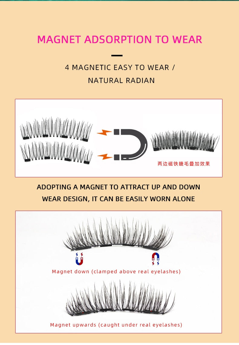 3D magnetic eyelashes With 4/5 Magnets handmade makeup Mink eyelashes extended