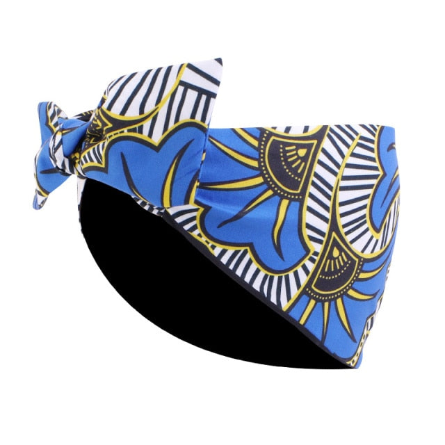 African Print Stretch Bandana Head Wrap Long Scarf satin Floral Ankara Dashiki