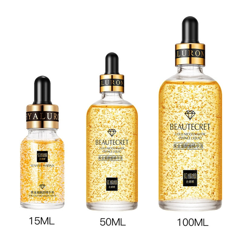 24K Gold Niacinamide Face Essence Moisturizing Anti-aging and Wrinkle Hyaluronic Acid Serum