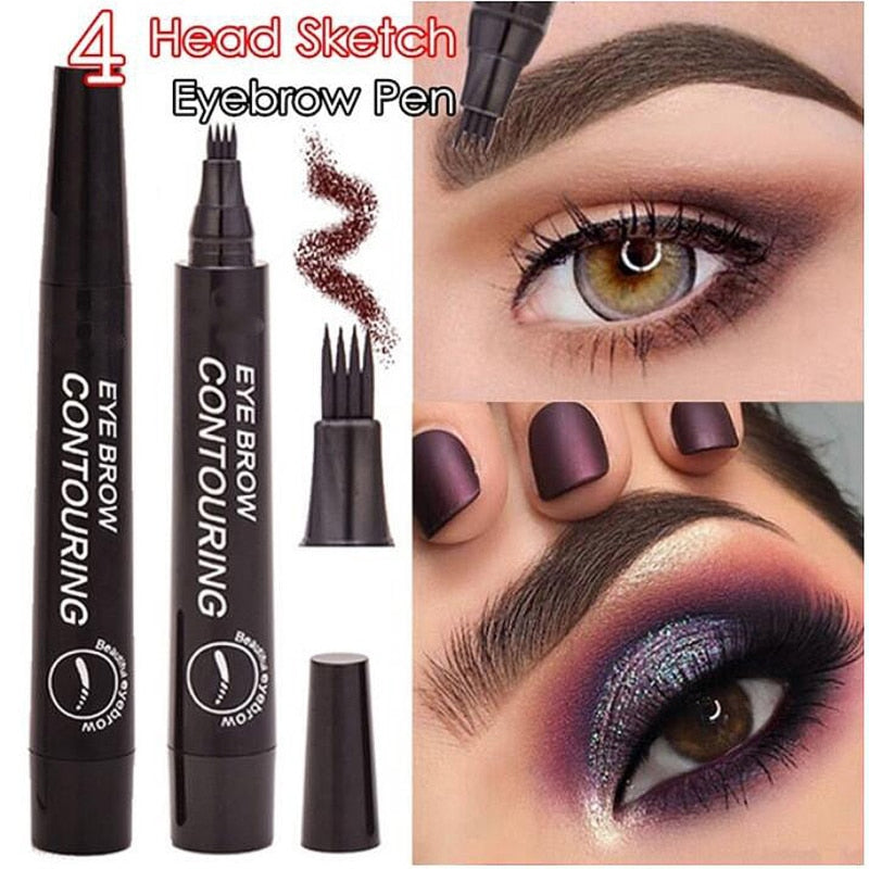 5 Colors Eyebrow Pen 3D Microblading Waterproof 4 Fork Tip Eyebrow Tattoo Pencil