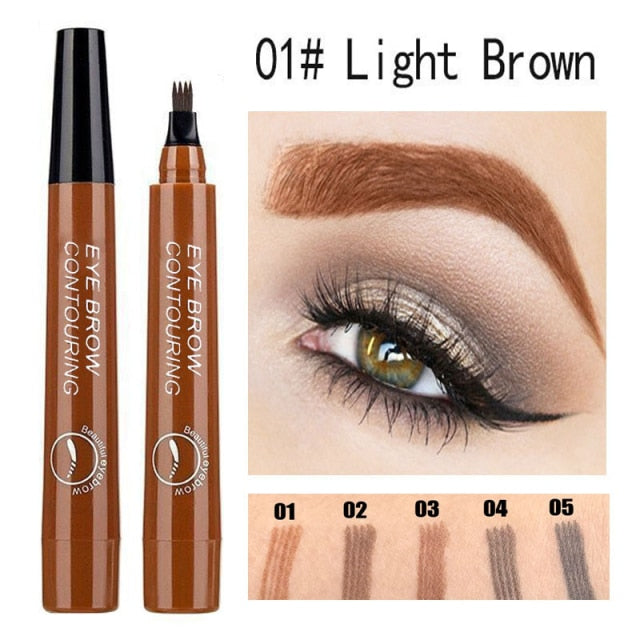 5 Colors Eyebrow Pen 3D Microblading Waterproof 4 Fork Tip Eyebrow Tattoo Pencil