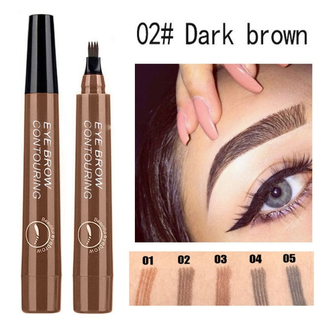 5 Colors Eyebrow Pen 3D Microblading Waterproof 4 Fork Tip Eyebrow Tattoo Pencil