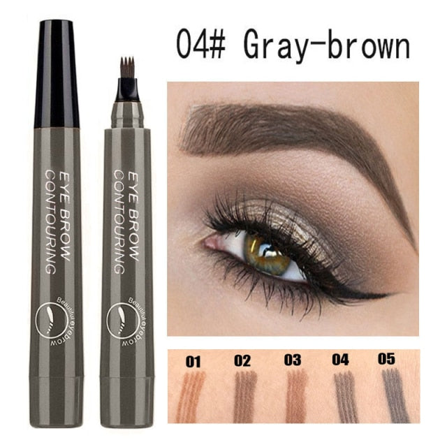 5 Colors Eyebrow Pen 3D Microblading Waterproof 4 Fork Tip Eyebrow Tattoo Pencil