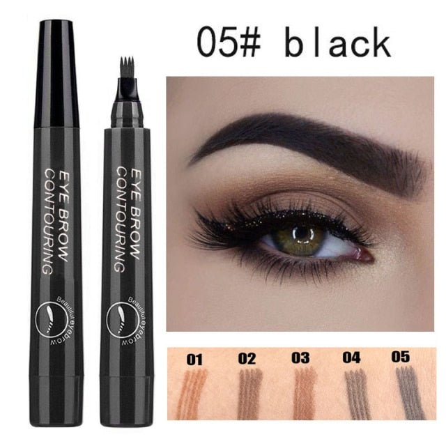 5 Colors Eyebrow Pen 3D Microblading Waterproof 4 Fork Tip Eyebrow Tattoo Pencil