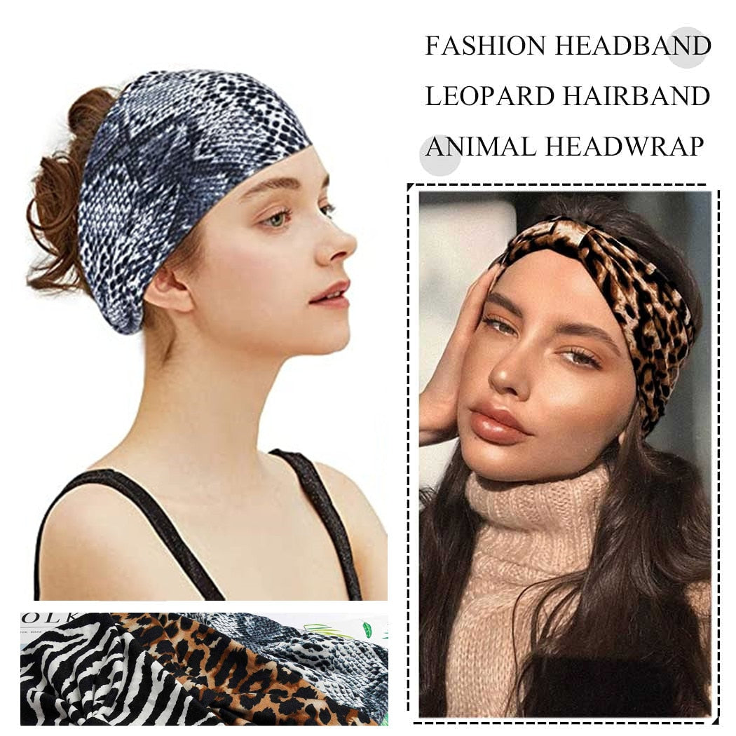 New Boho Flower Print Wide Headbands Vintage Knot Elastic Turban Headwrap