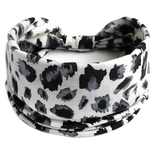 New Boho Flower Print Wide Headbands Vintage Knot Elastic Turban Headwrap