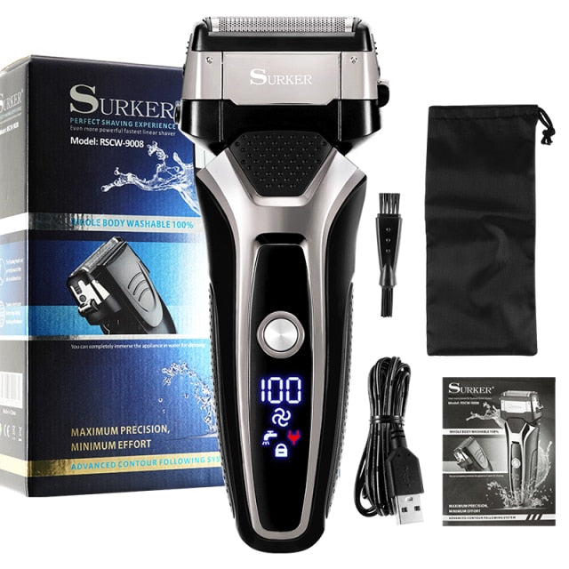 USB Rechargeable Electric Shaver Stainless Steel Shaving Machine For Men 3D Triple Floating Blade Razor Shaver Barber Electric