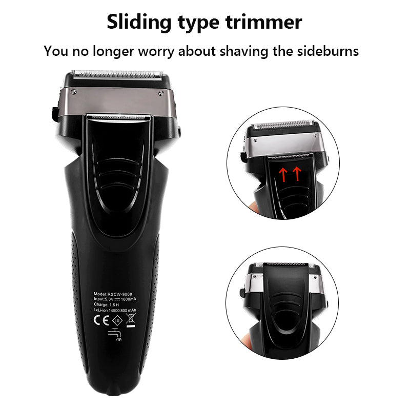 USB Rechargeable Electric Shaver Stainless Steel Shaving Machine For Men 3D Triple Floating Blade Razor Shaver Barber Electric