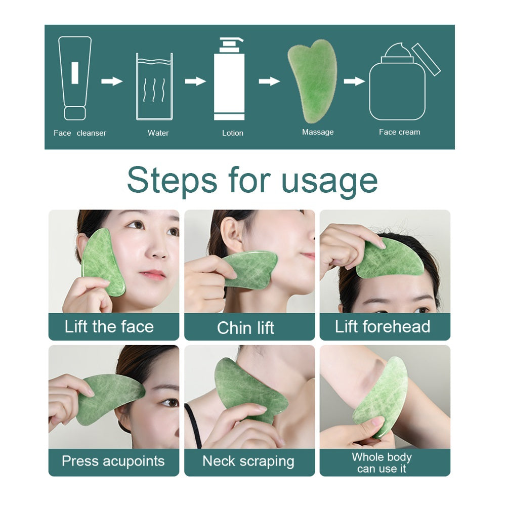 2pcs/set Face Spa Jade Massager Neck Roller Gua Sha Scraper Board Face Lift Up Wrinkle Remover Face Roller Scraper Set