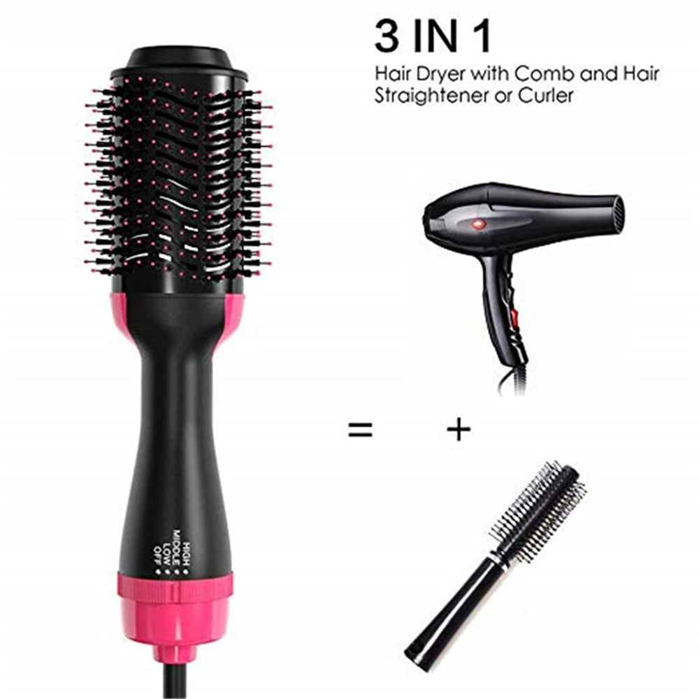 One Step Hair Dryer Volumizer Salon Hot Air Paddle Ion Styling Generator Brush Straightener Curler Hair Negative