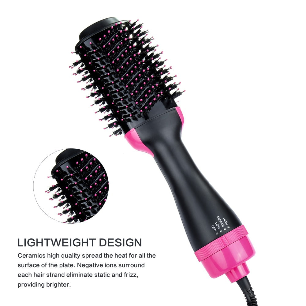 One Step Hair Dryer Volumizer Salon Hot Air Paddle Ion Styling Generator Brush Straightener Curler Hair Negative